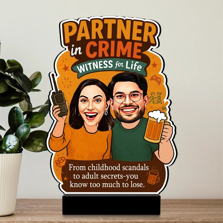 Partner in Crime – Caricature Rakhi Gift | Personalized Face Standee for Siblings