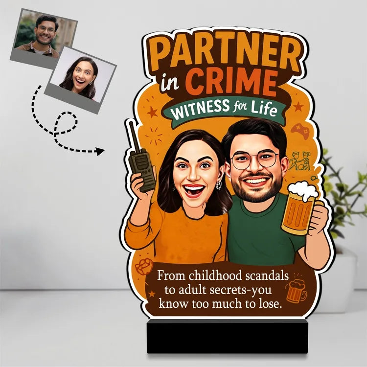 Partner in Crime – Caricature Rakhi Gift | Personalized Face Standee for Siblings