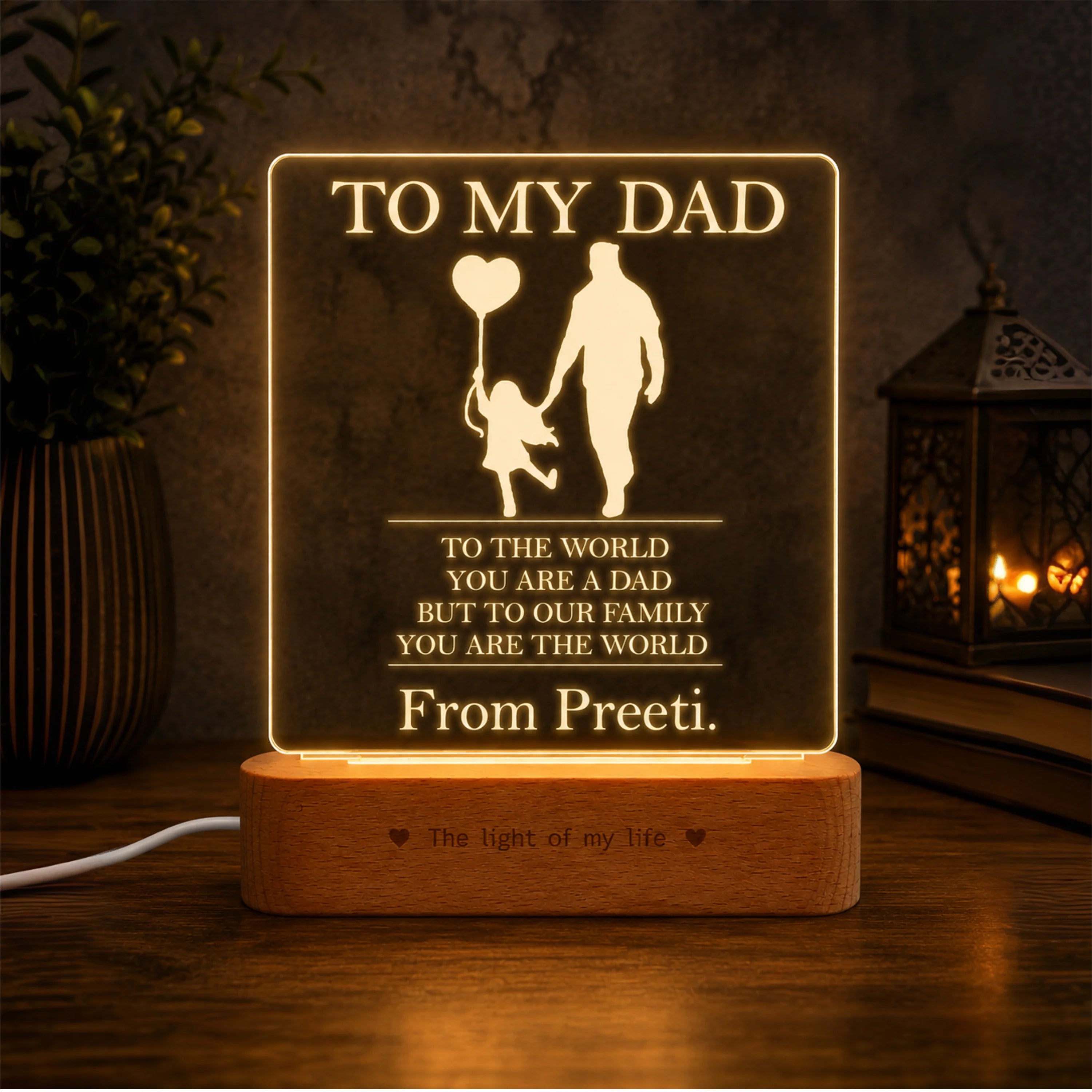 Dad My World Lamp - Father's Day Gift