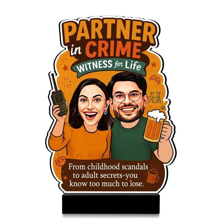 Partner in Crime – Caricature Rakhi Gift | Personalized Face Standee for Siblings