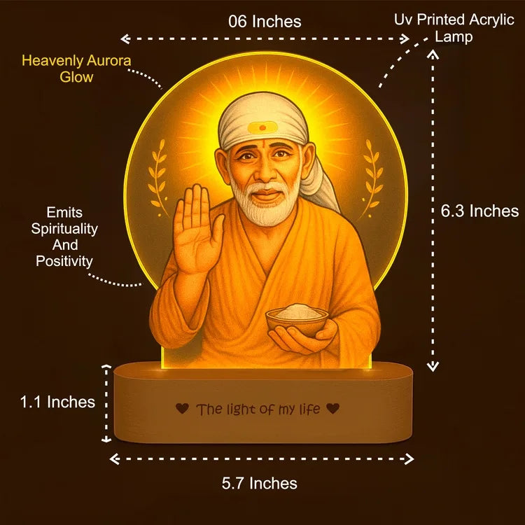 Sai Baba Photo Frame with Light – Pooja Room Décor & Gift for Dadi