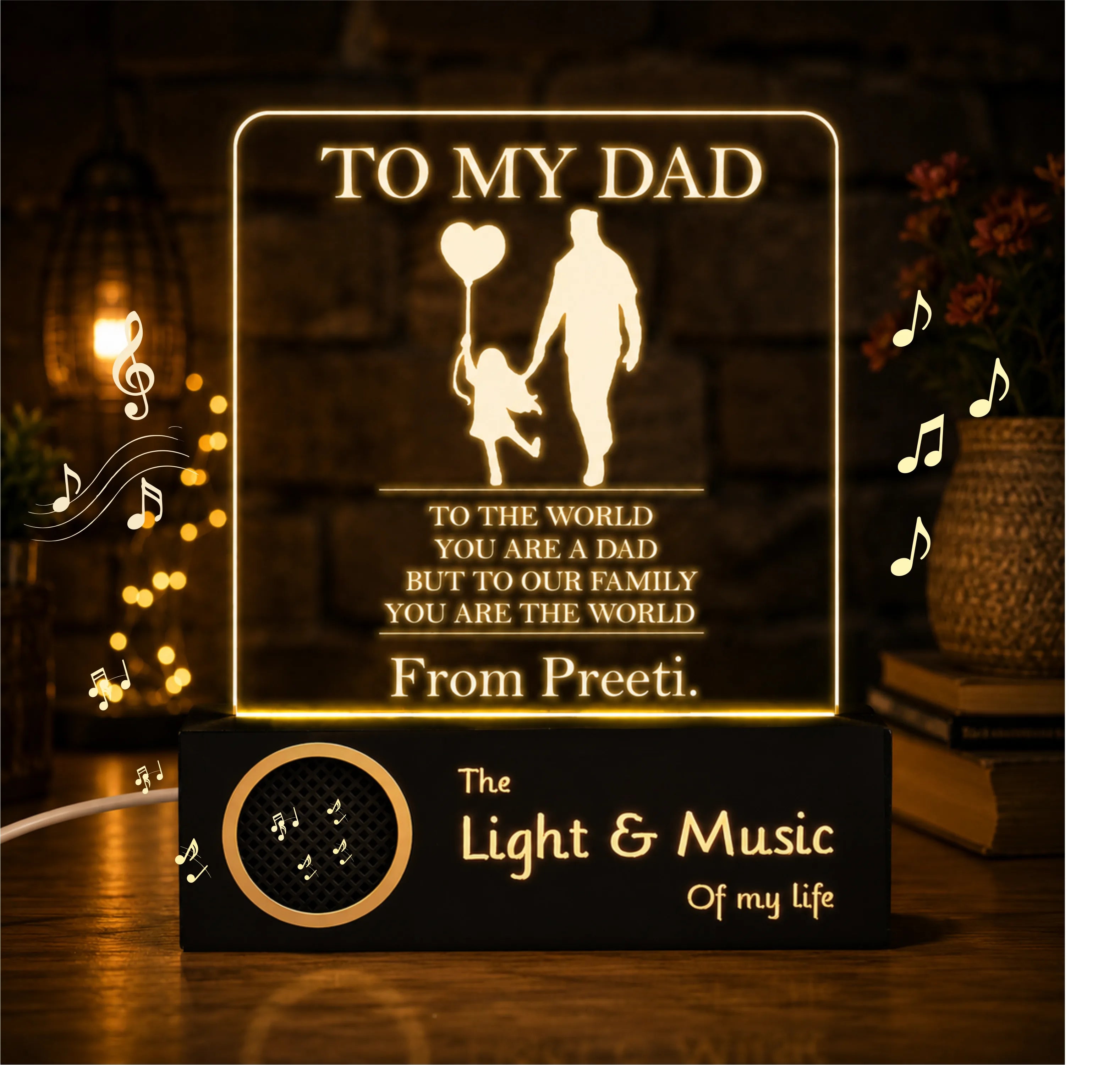 Dad My World Lamp - Father's Day Gift