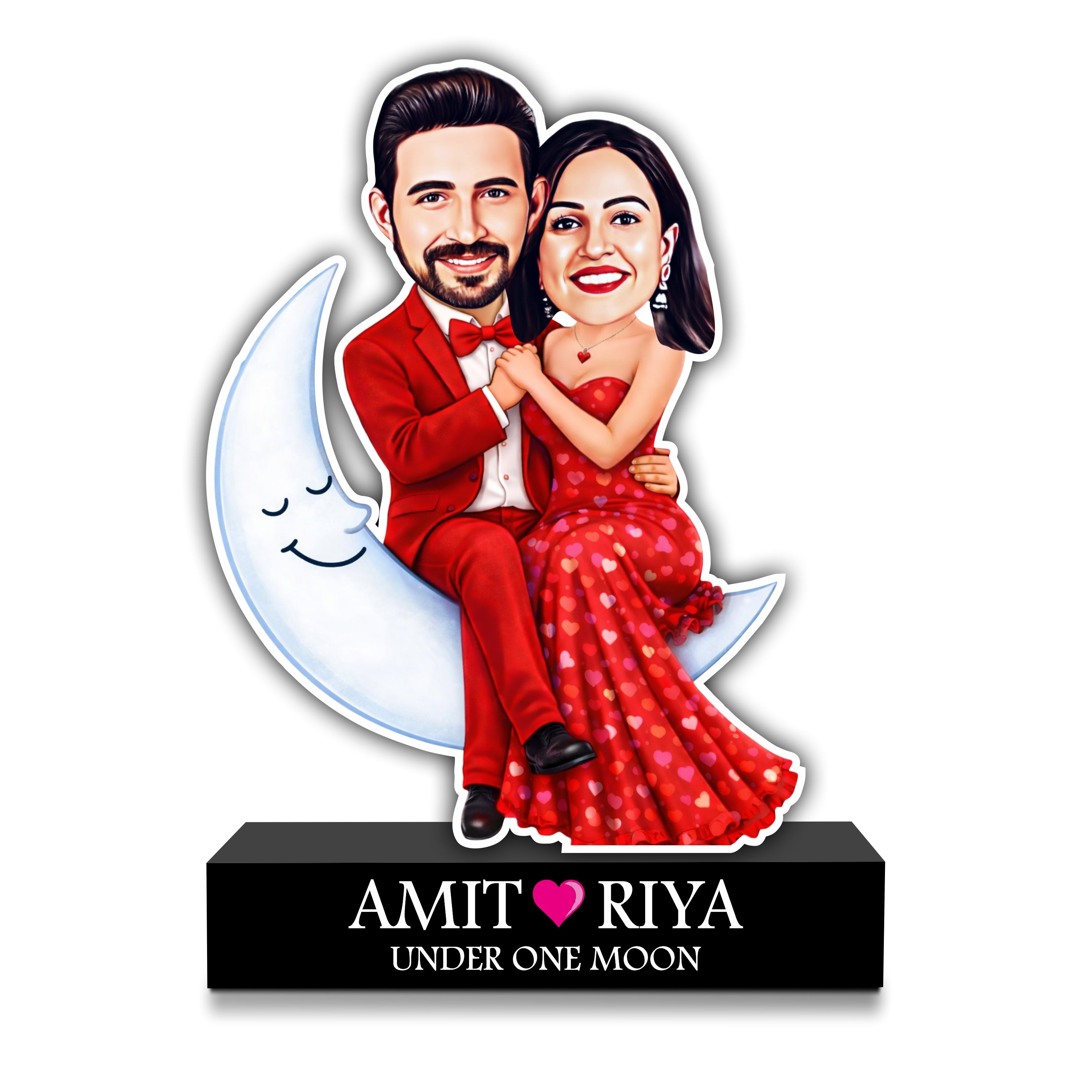 Under One Moon – Personalized Romantic Couple Caricature