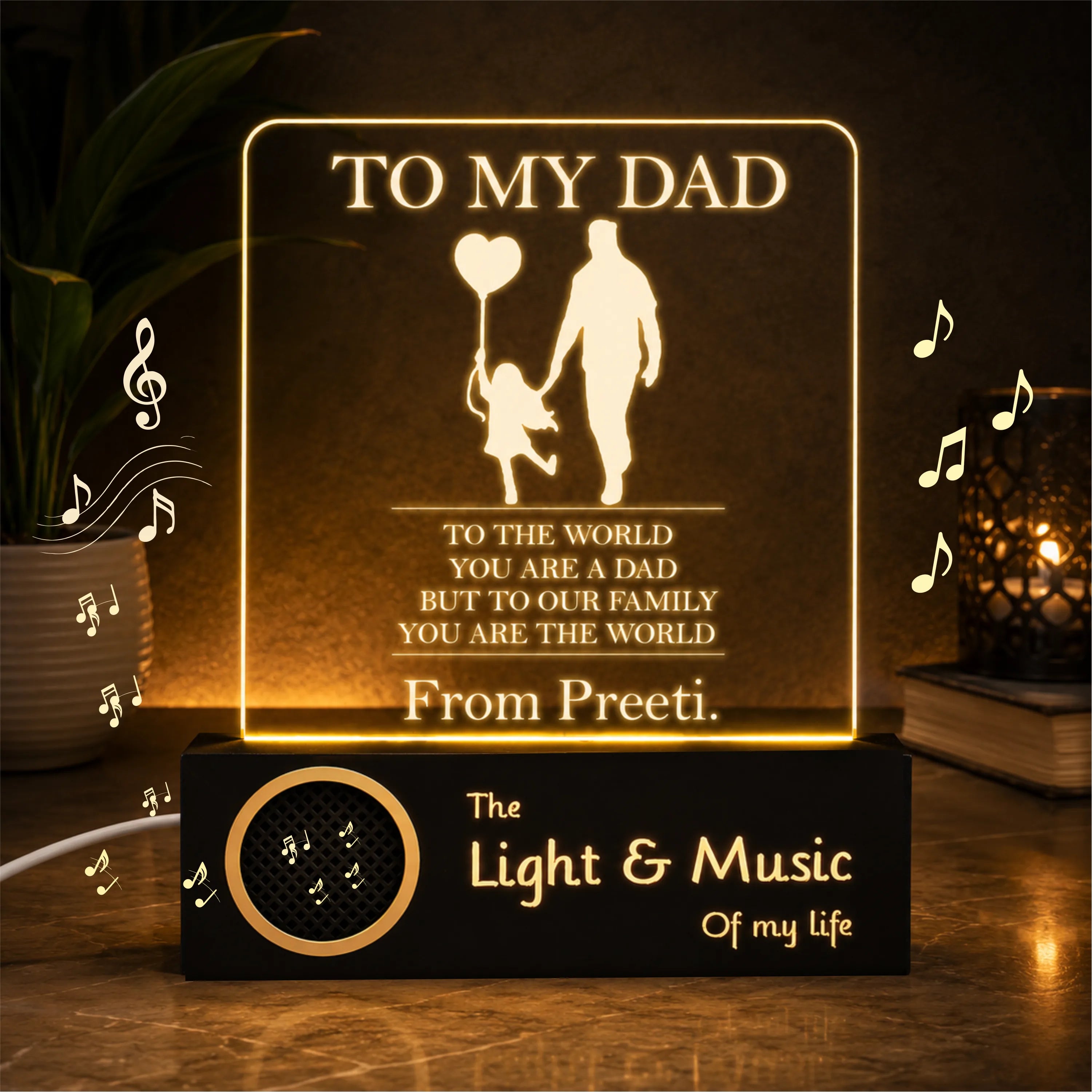 Dad My World Lamp - Father's Day Gift