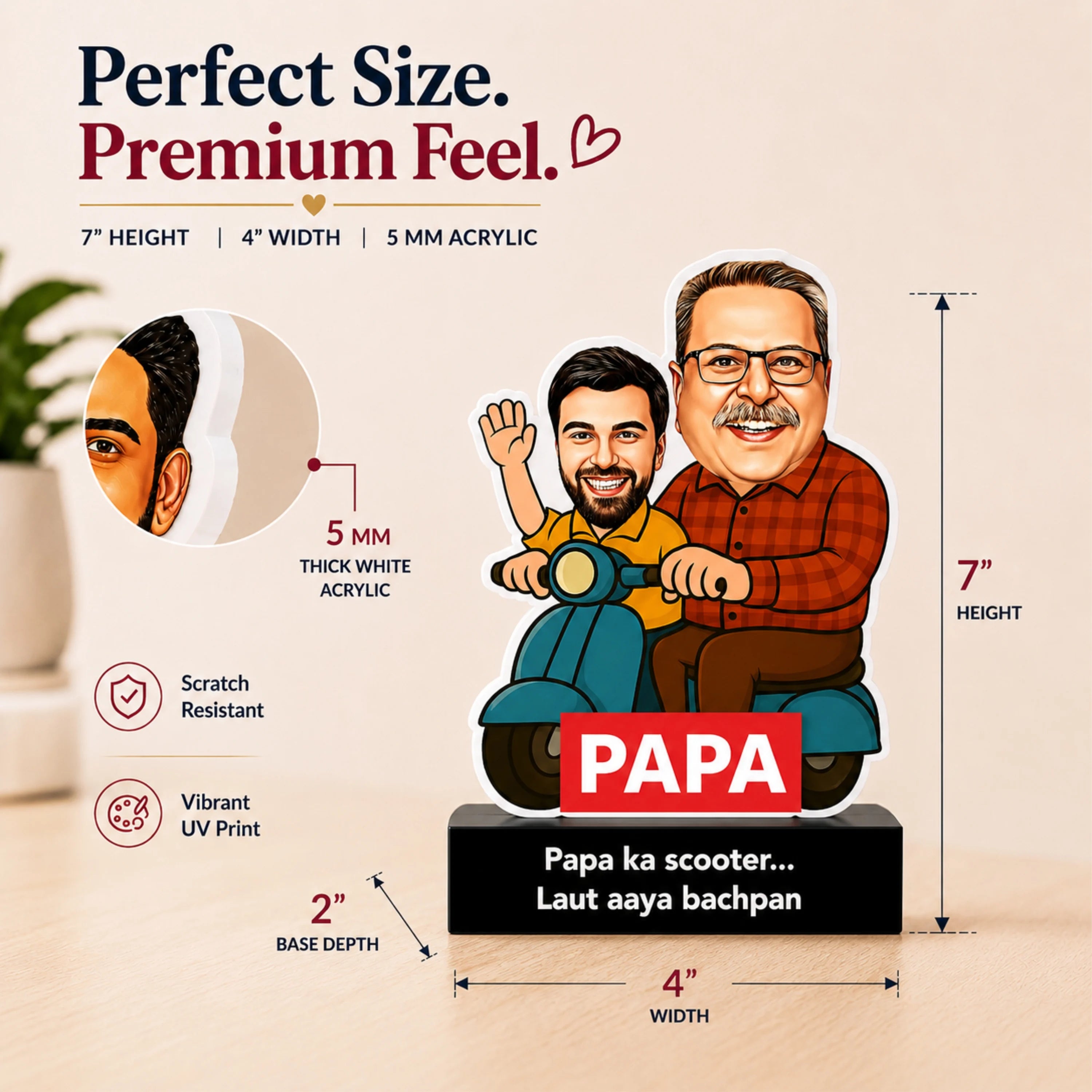 Papa Ka Scooter – Personalized Caricature Gift for Dad- Funny Father’s Day Gift for Dad