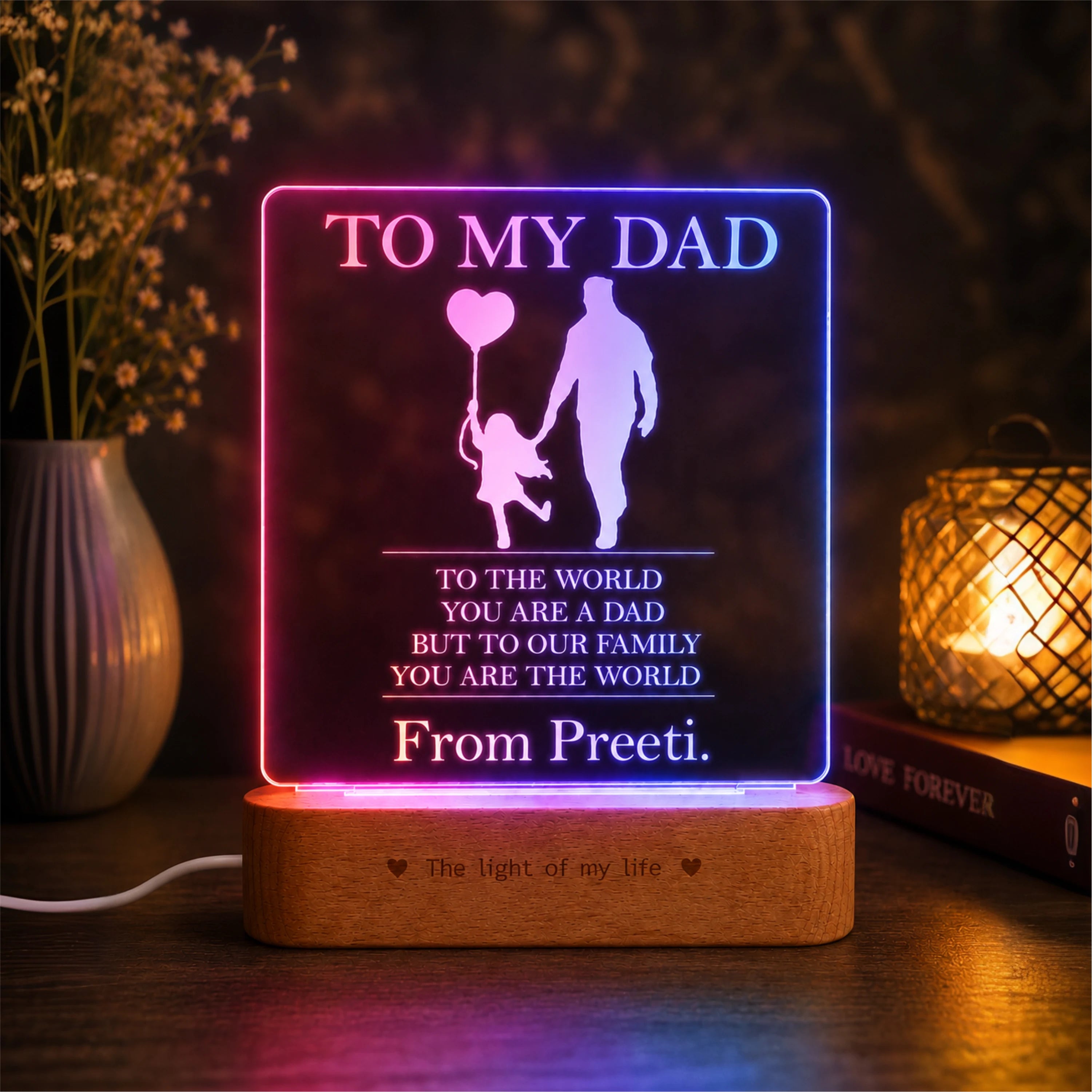 Dad My World Lamp - Father's Day Gift