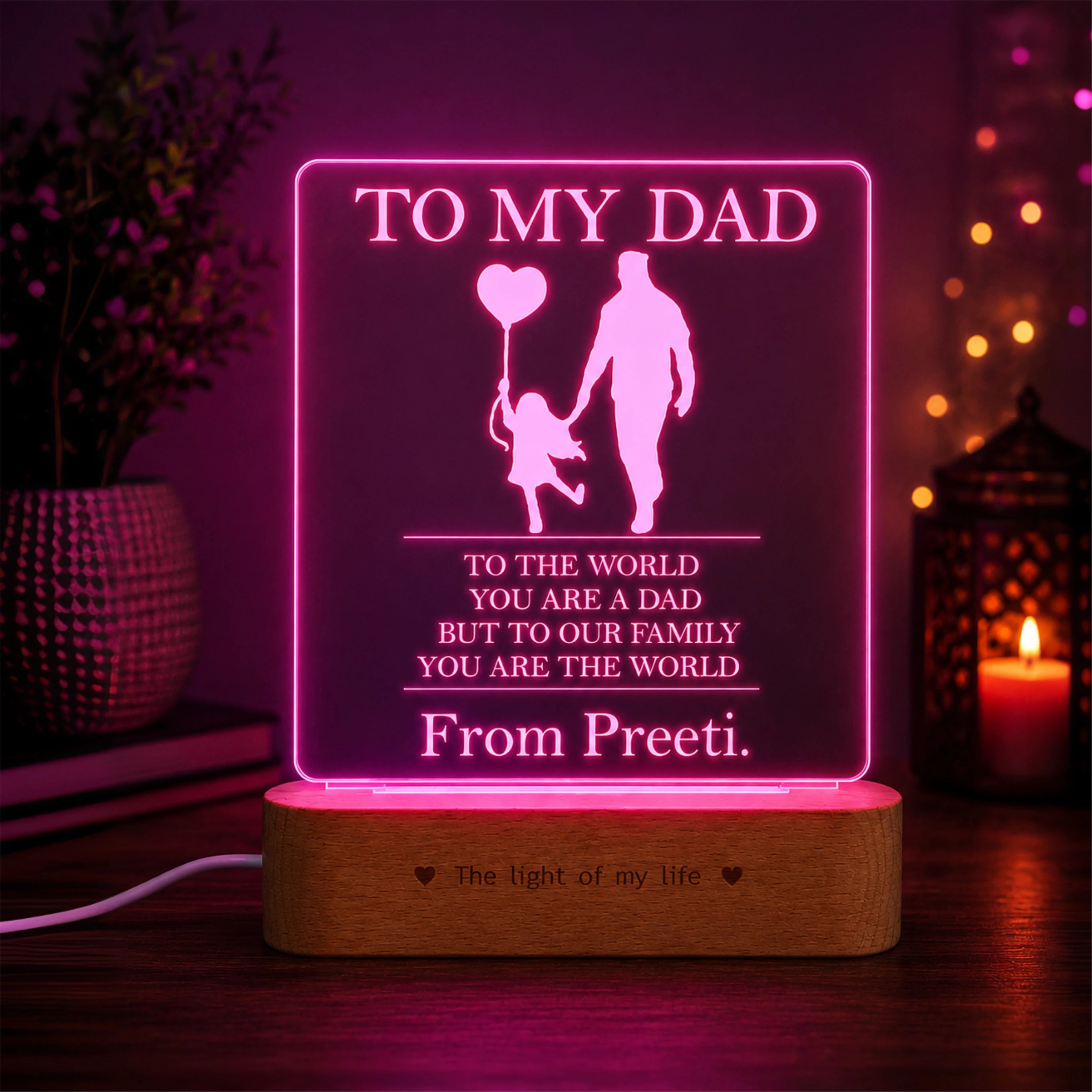 Dad My World Lamp - Father's Day Gift