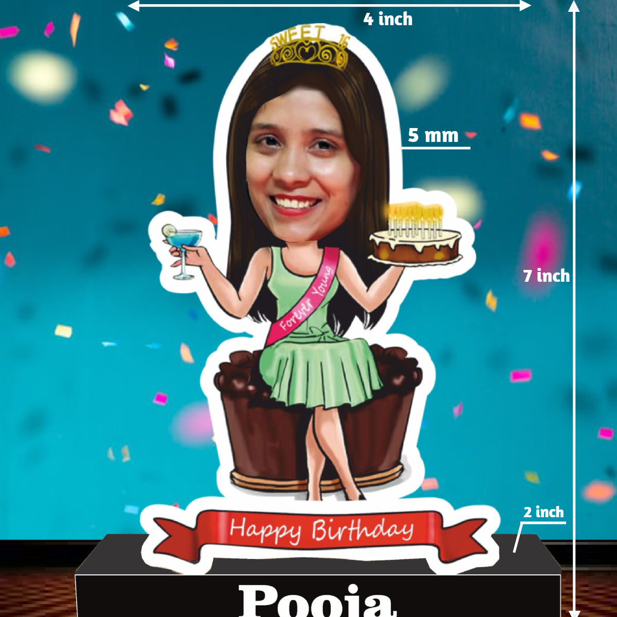 Forever young birthday caricature standee