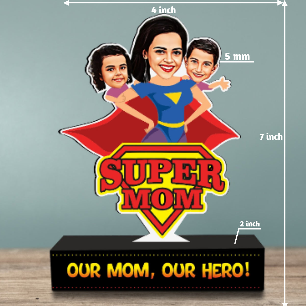 Mighty Mom: Personalized Heroic Caricature Tribute