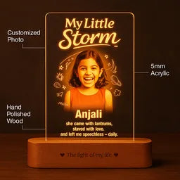 My Little Storm - Customized Gift for Small Sister | Personalized LED Acrylic Photo Lamp with Name