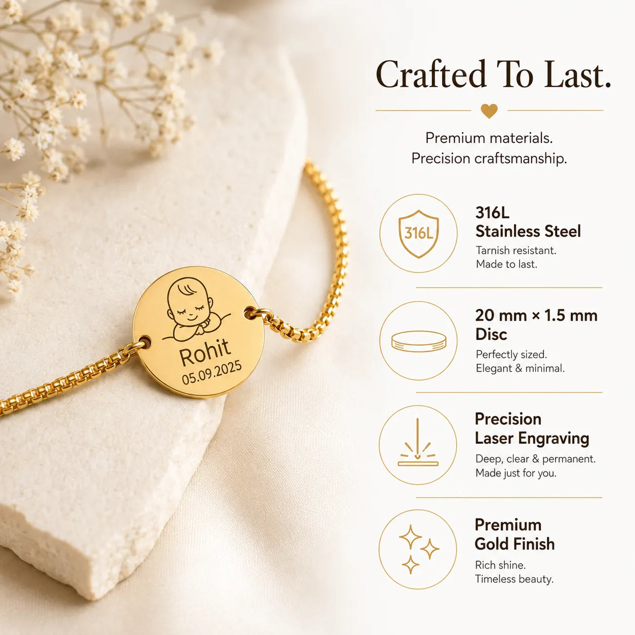 My Little World- Personalized Bracelet | Gift for New Mom | Waterproof Stainless Steel