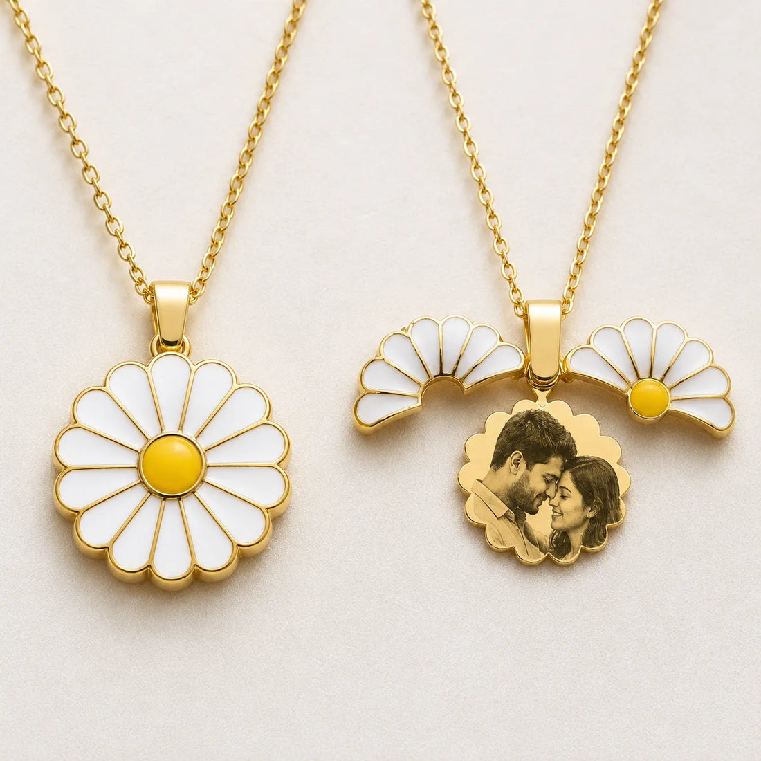 Hidden Bloom -  Personalized Photo Necklace | Custom Daisy Locket Gift for Wife & Girlfriend