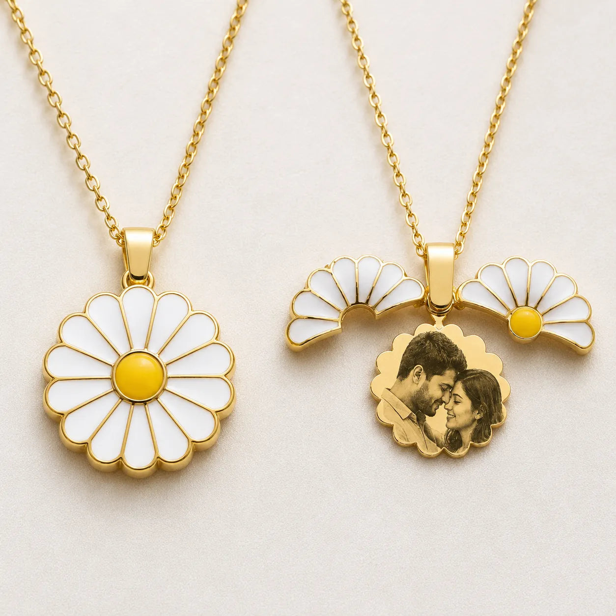 Hidden Bloom -  Personalized Photo Necklace | Custom Daisy Locket Gift for Wife & Girlfriend