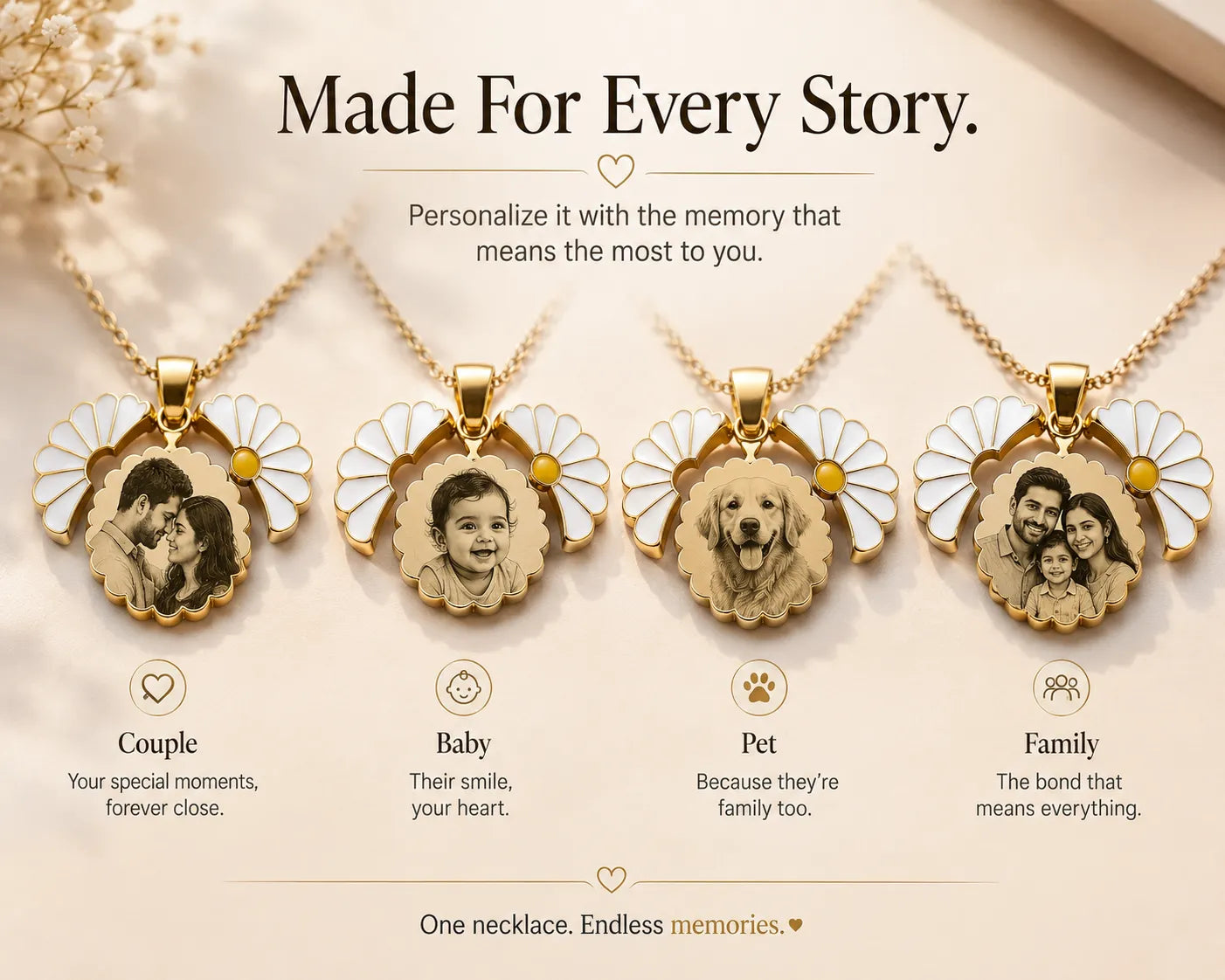 Hidden Bloom -  Personalized Photo Necklace | Custom Daisy Locket Gift for Wife & Girlfriend