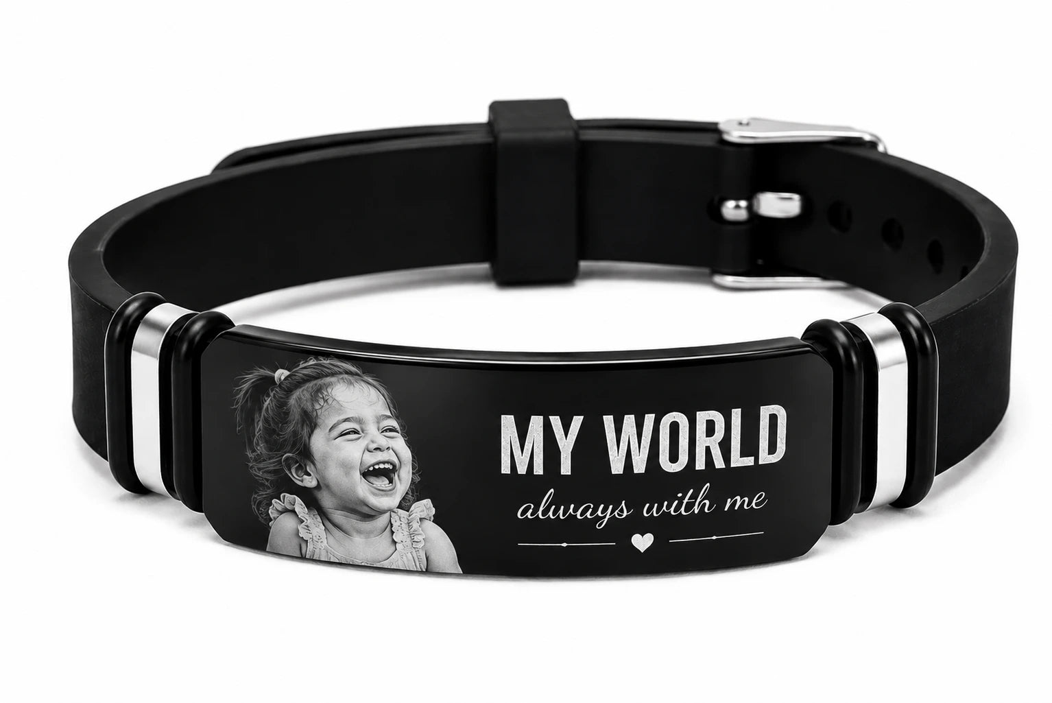 His World Personalized Photo Bracelet for Men | Gift for Husband, Boyfriend or Dad