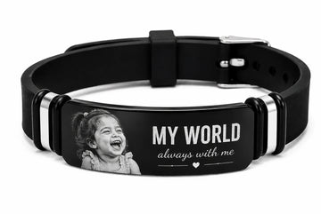 His World Personalized Photo Bracelet for Men | Gift for Husband, Boyfriend or Dad
