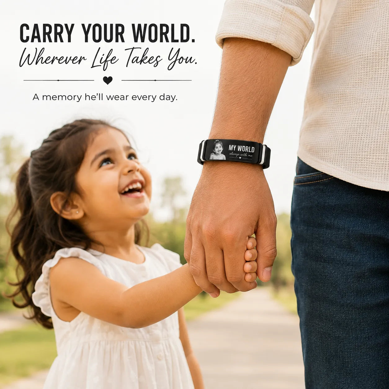 His World Personalized Photo Bracelet for Men | Gift for Husband, Boyfriend or Dad