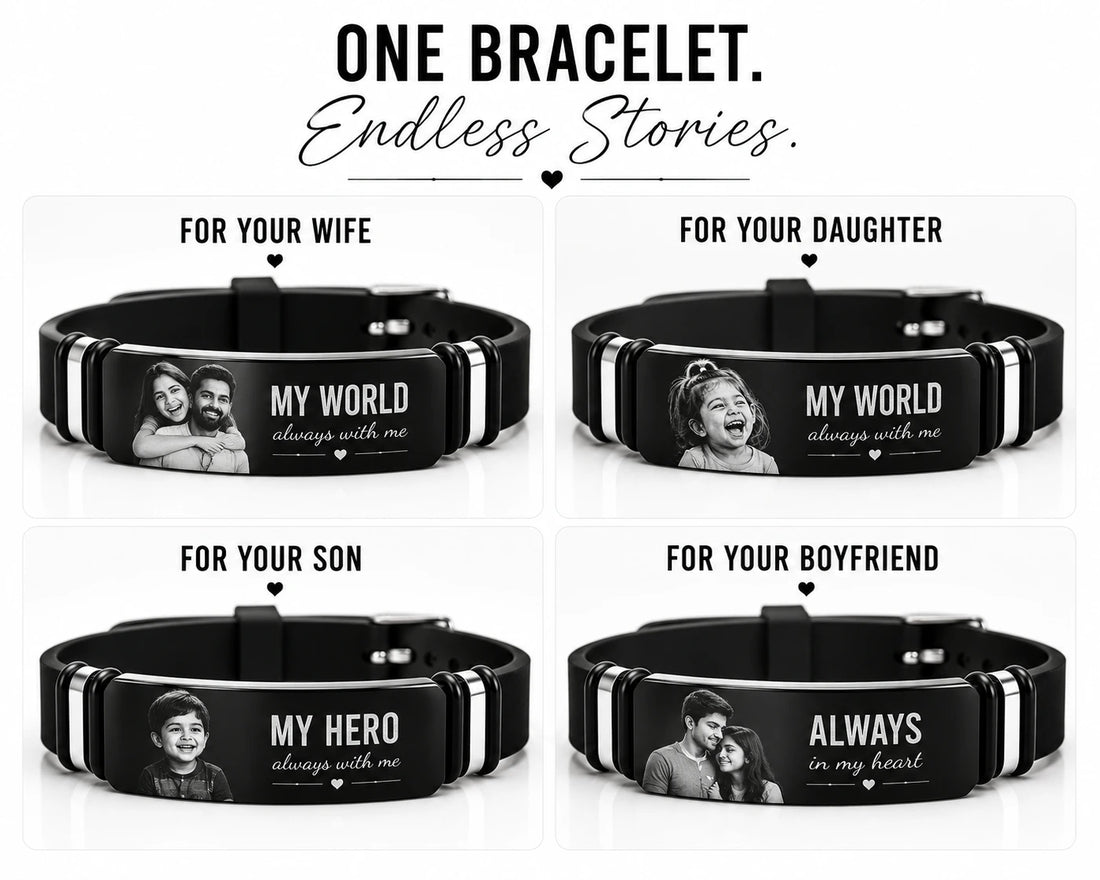 His World Personalized Photo Bracelet for Men | Gift for Husband, Boyfriend or Dad