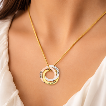 Intertwined Personalized Family Ring Necklace | Custom Name Necklace | Waterproof Stainless Steel | Gift for Mom & Grandma