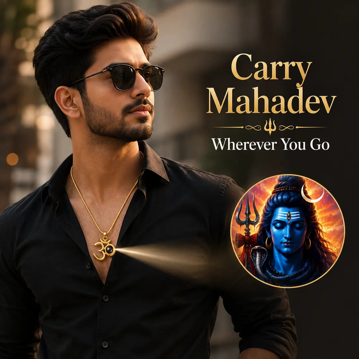 Hidden Mahadev Projection Om Pendant Necklace – Stainless Steel Waterproof Om Necklace for Men & Women | Lord Shiva Pendant with Secret Nano Lens | Spiritual Gift