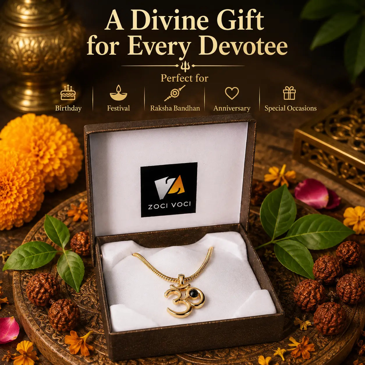 Hidden Mahadev Projection Om Pendant Necklace – Stainless Steel Waterproof Om Necklace for Men & Women | Lord Shiva Pendant with Secret Nano Lens | Spiritual Gift