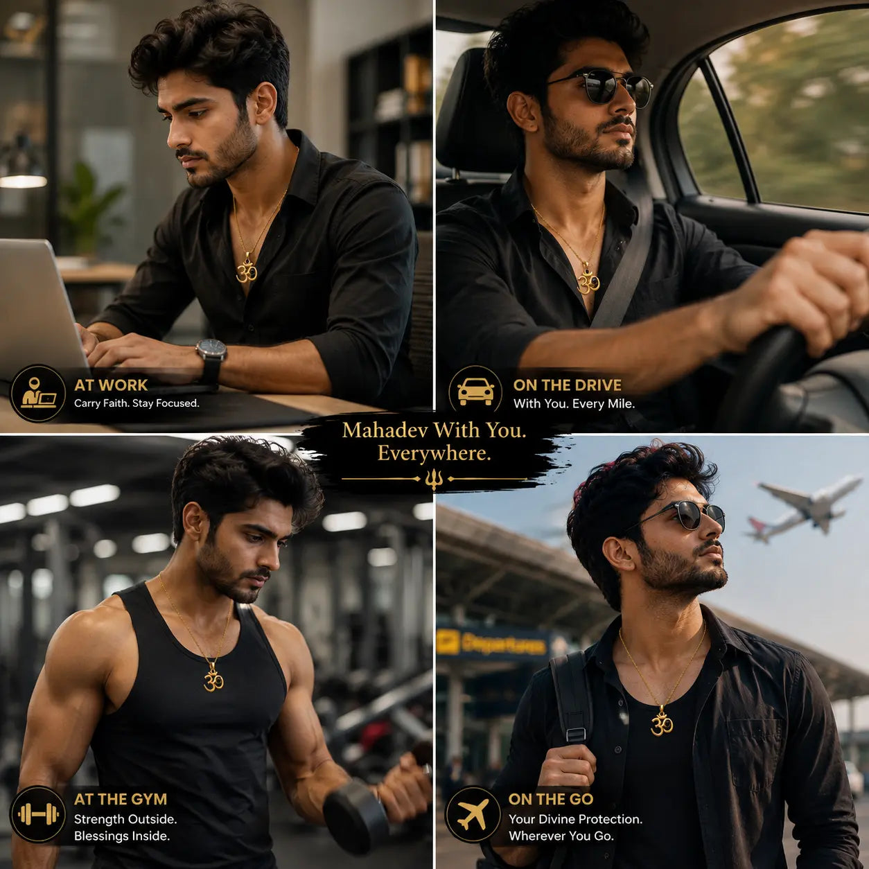 Hidden Mahadev Projection Om Pendant Necklace – Stainless Steel Waterproof Om Necklace for Men & Women | Lord Shiva Pendant with Secret Nano Lens | Spiritual Gift