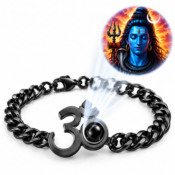 Hidden Mahadev Projection Om Bracelet – Waterproof Stainless Steel Om Bracelet for Men | Secret Nano Lens | Spiritual Gift