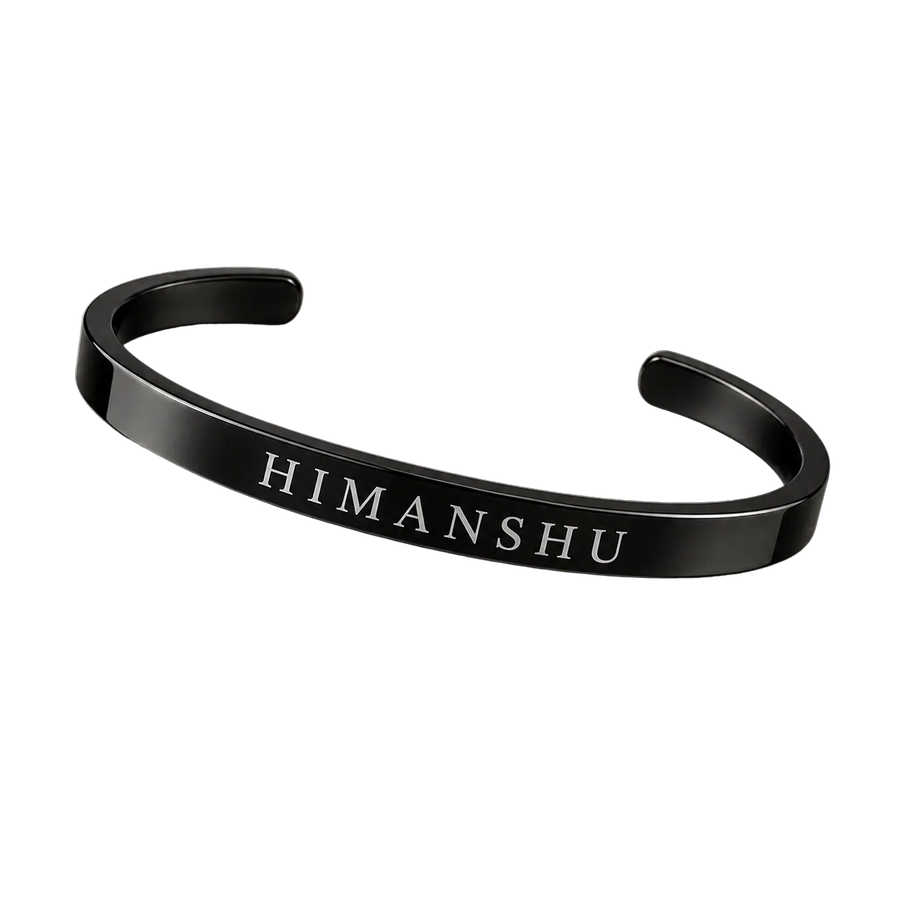 Personalized Brass Kada for Men – Custom Name Engraved Cuff Bracelet | Gift for Men