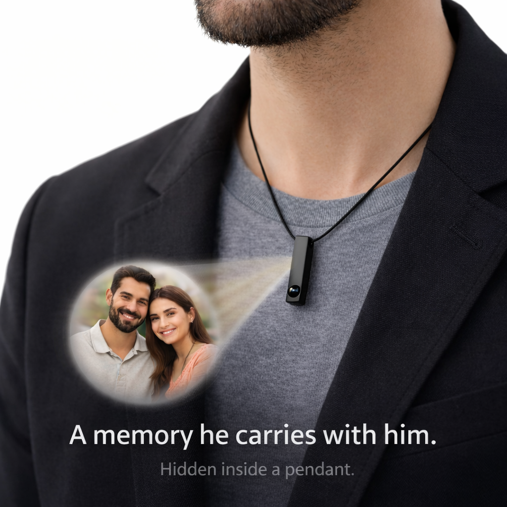 Zoci Voci Orbit Photo Jewellery Necklace – Hidden Picture Inside Pendant | Waterproof Stainless Steel Photo Necklace | Gift for Husband, Wife & Couples