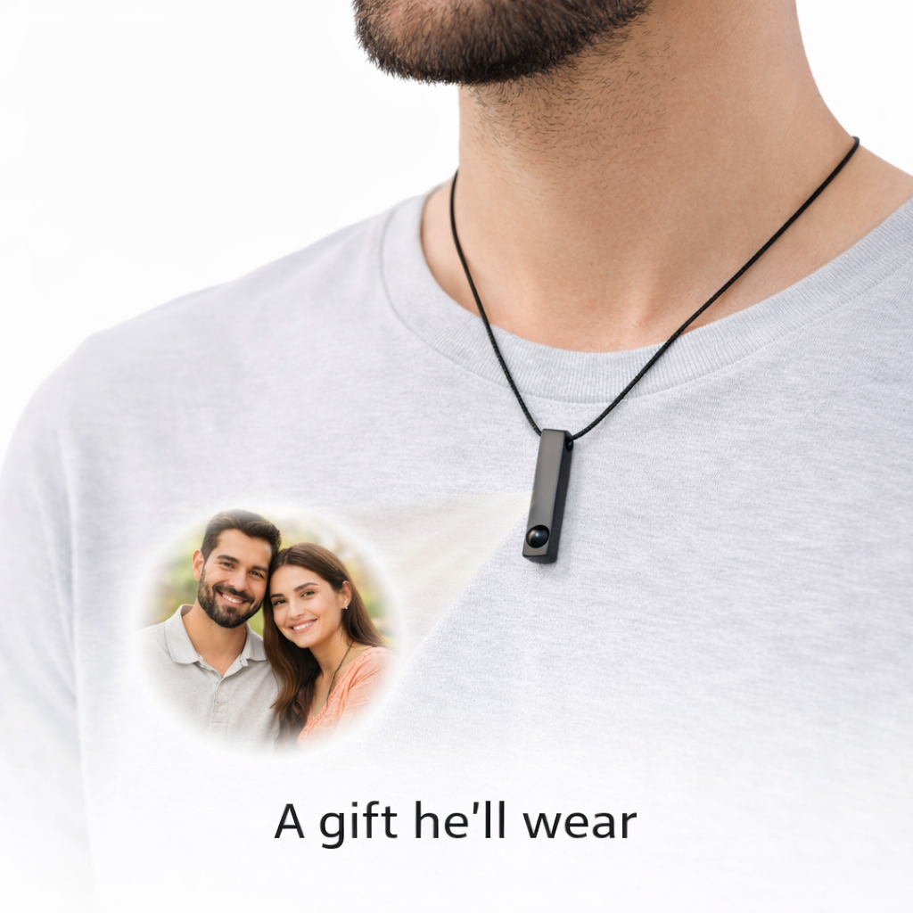 Zoci Voci Orbit Photo Jewellery Necklace – Hidden Picture Inside Pendant | Waterproof Stainless Steel Photo Necklace | Gift for Husband, Wife & Couples