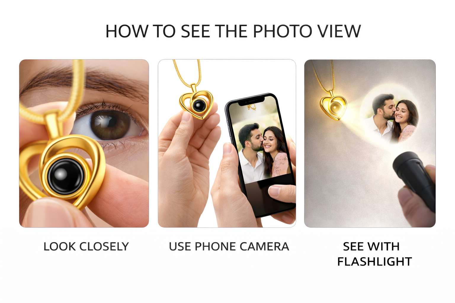 Zoci Voci Orbit Photo Necklace for Women – Hidden Picture Inside | Photo Projection Necklace in Waterproof Stainless Steel | Gift for Wife & Girlfriend