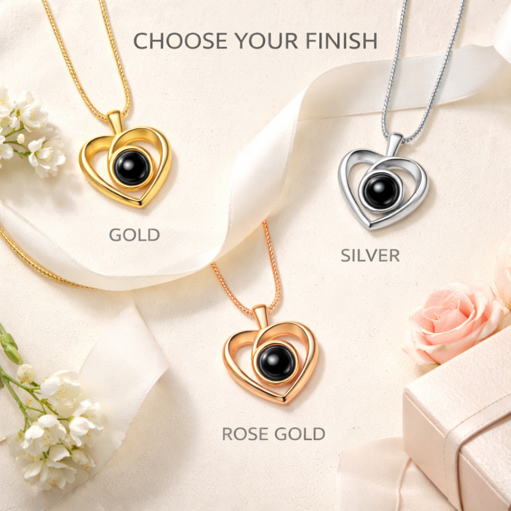 Zoci Voci Orbit Photo Necklace for Women – Hidden Picture Inside | Photo Projection Necklace in Waterproof Stainless Steel | Gift for Wife & Girlfriend