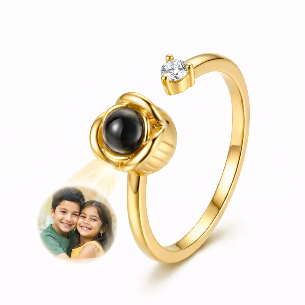 Zoci Voci Orbit Photo Ring for Women – Hidden Picture Inside | Photo Projection Ring in Waterproof Stainless Steel | Gift for Wife & Girlfriend