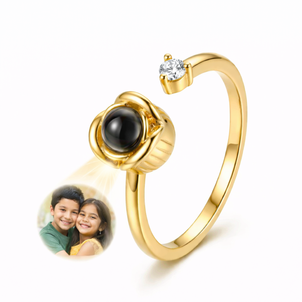 Zoci Voci Orbit Photo Ring for Women – Hidden Picture Inside | Photo Projection Ring in Waterproof Stainless Steel | Gift for Wife & Girlfriend