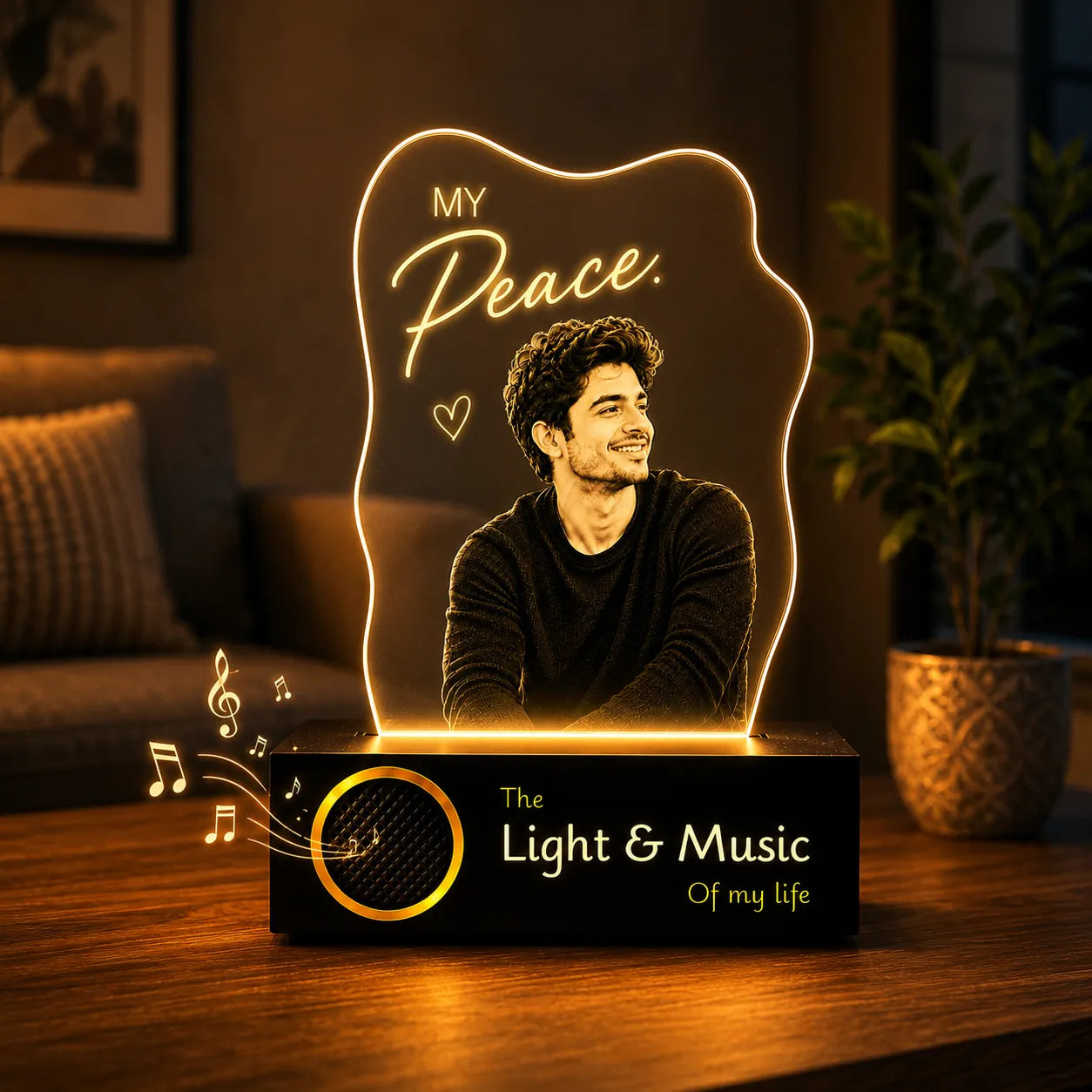 My Peace - Personalized Husband Photo Lamp | Romantic Anniversary & Birthday Gift for Husband | UV Printed Acrylic LED Lamp