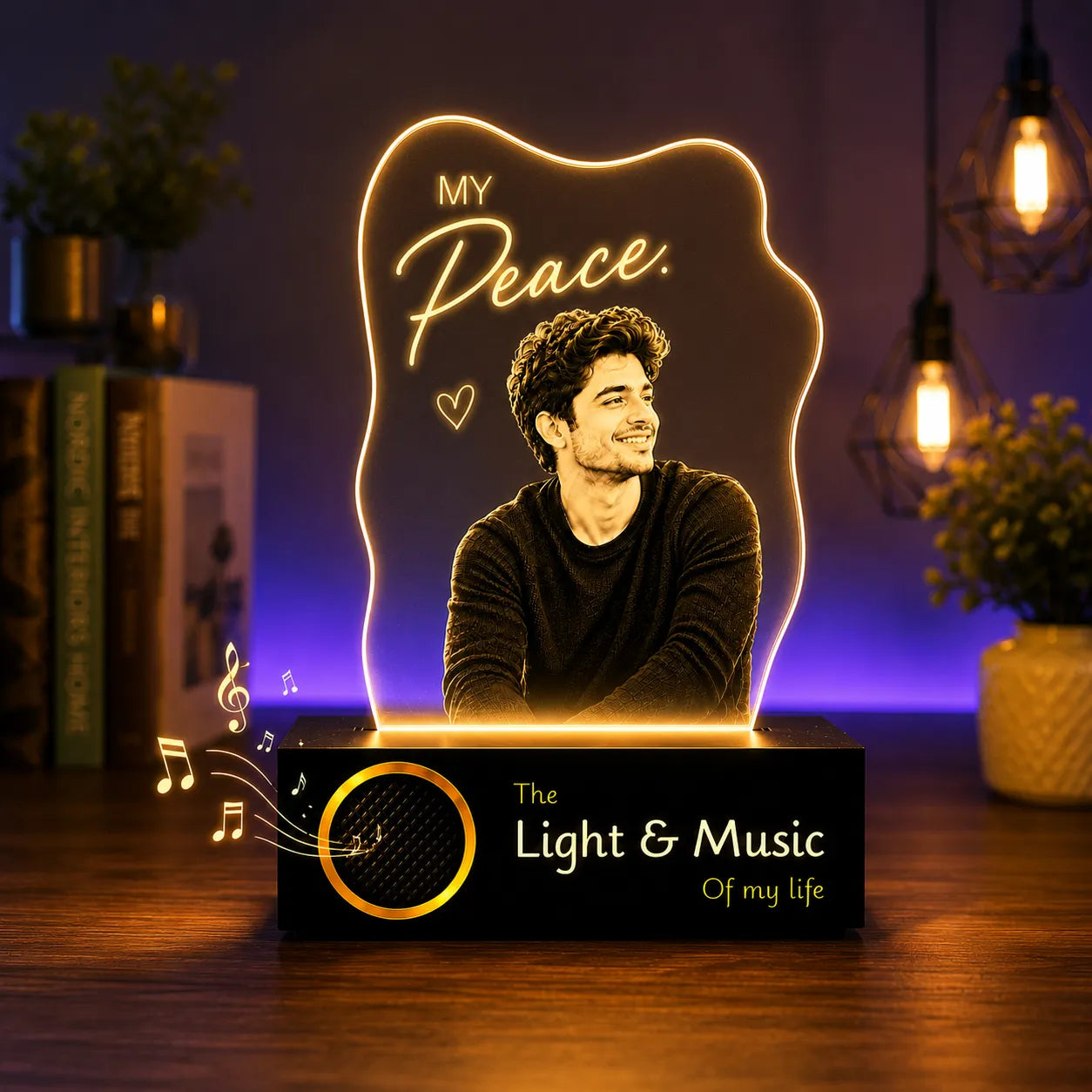 My Peace - Personalized Husband Photo Lamp | Romantic Anniversary & Birthday Gift for Husband | UV Printed Acrylic LED Lamp