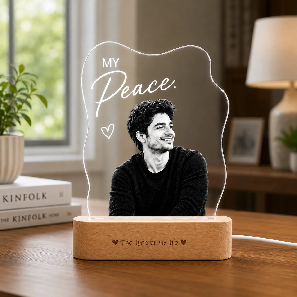 My Peace - Personalized Husband Photo Lamp | Romantic Anniversary & Birthday Gift for Husband | UV Printed Acrylic LED Lamp