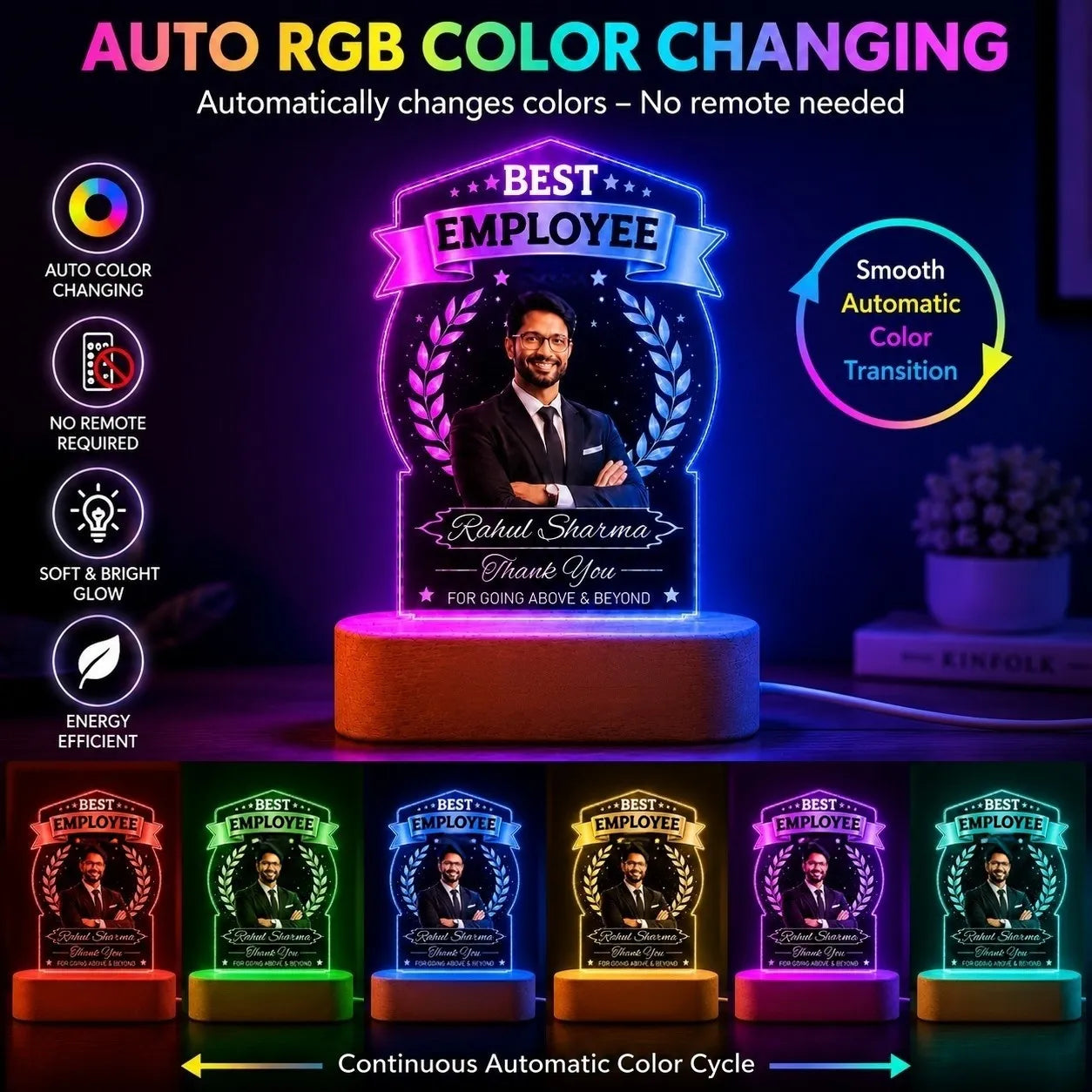 Personalized Employee Appreciation Gift Lamp, Custom LED Trophy for Best Employee Award, Corporate Gift for Employees, Team Appreciation Gift, Employee Recognition Award