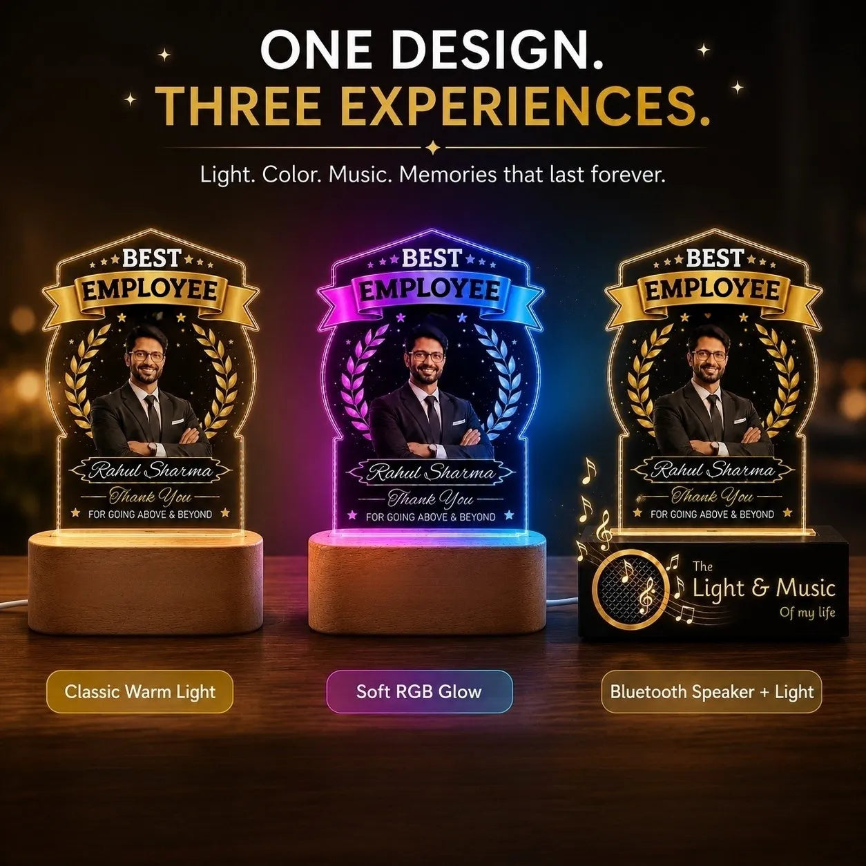 Personalized Employee Appreciation Gift Lamp, Custom LED Trophy for Best Employee Award, Corporate Gift for Employees, Team Appreciation Gift, Employee Recognition Award