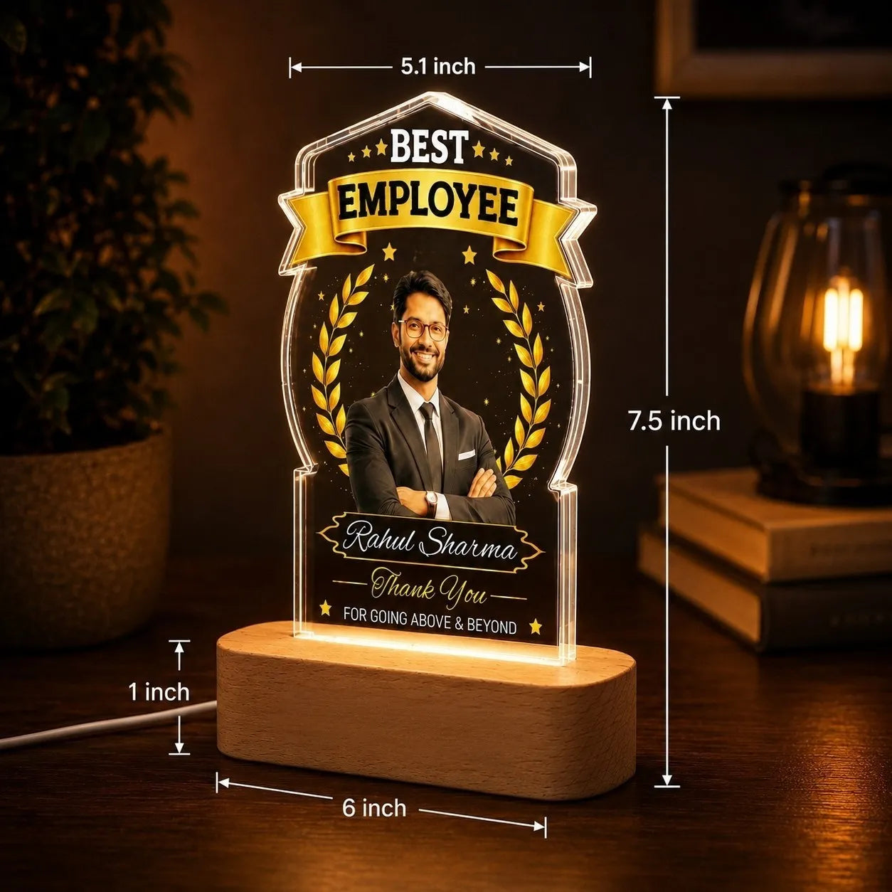 Personalized Employee Appreciation Gift Lamp, Custom LED Trophy for Best Employee Award, Corporate Gift for Employees, Team Appreciation Gift, Employee Recognition Award