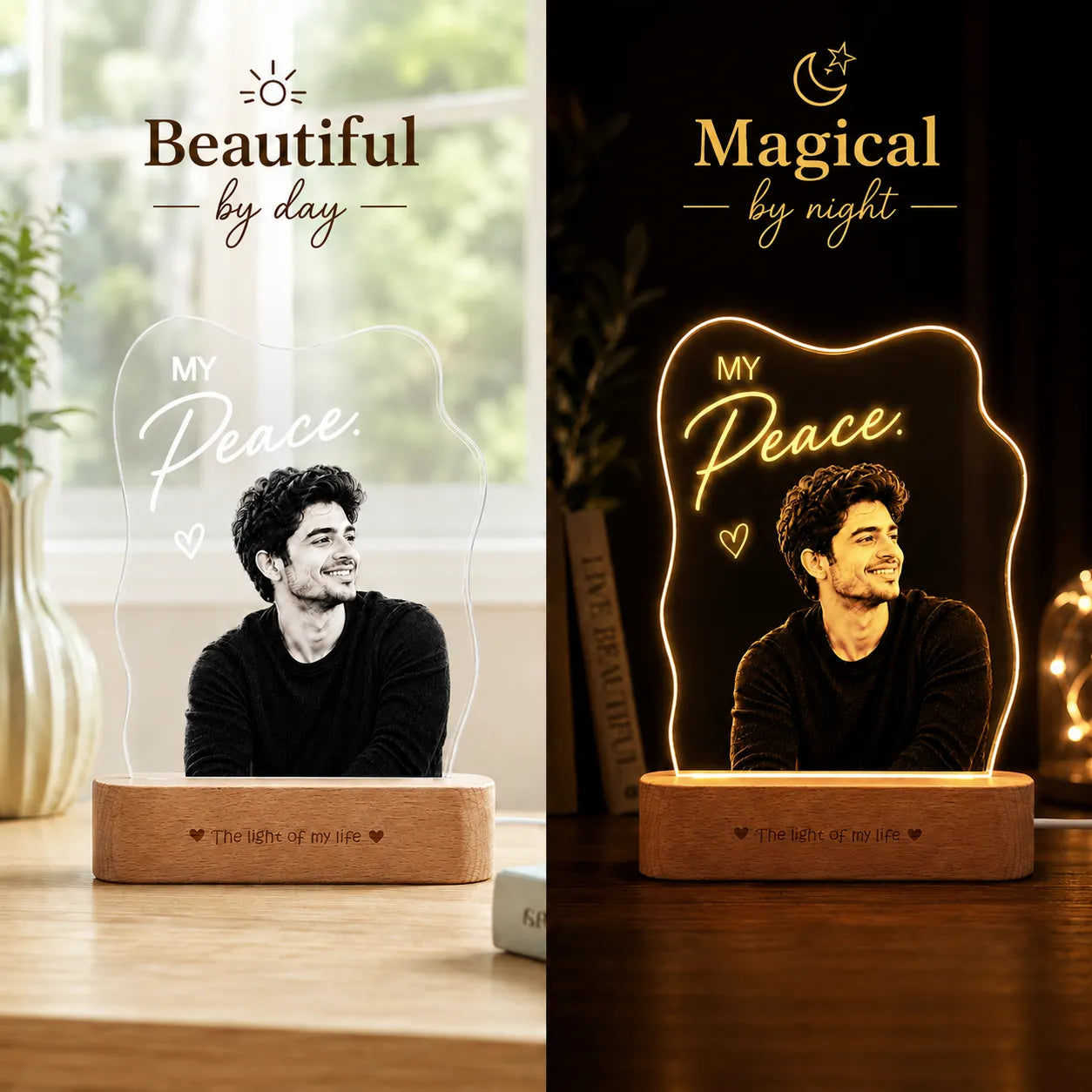 My Peace - Personalized Husband Photo Lamp | Romantic Anniversary & Birthday Gift for Husband | UV Printed Acrylic LED Lamp