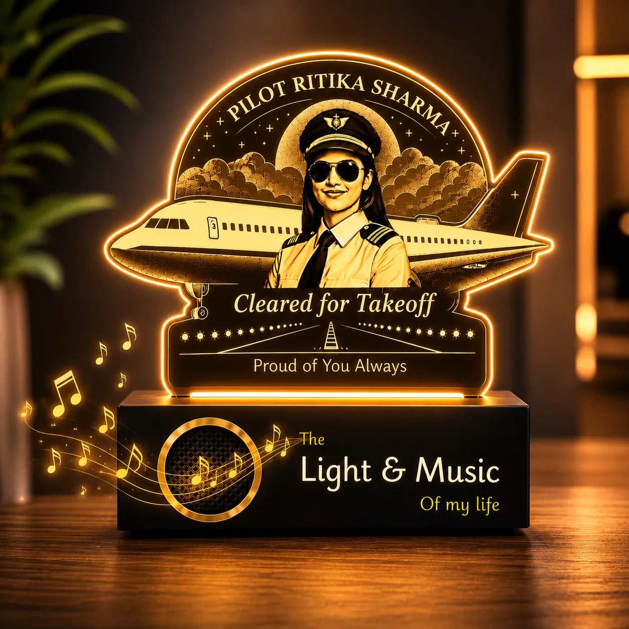Personalized Pilot Gift Lamp, Custom LED Lamp for Pilot with Name, First Flight Gift, Pilot Graduation Gift, Aviation Gift for Airline Pilot, Achievement Gift