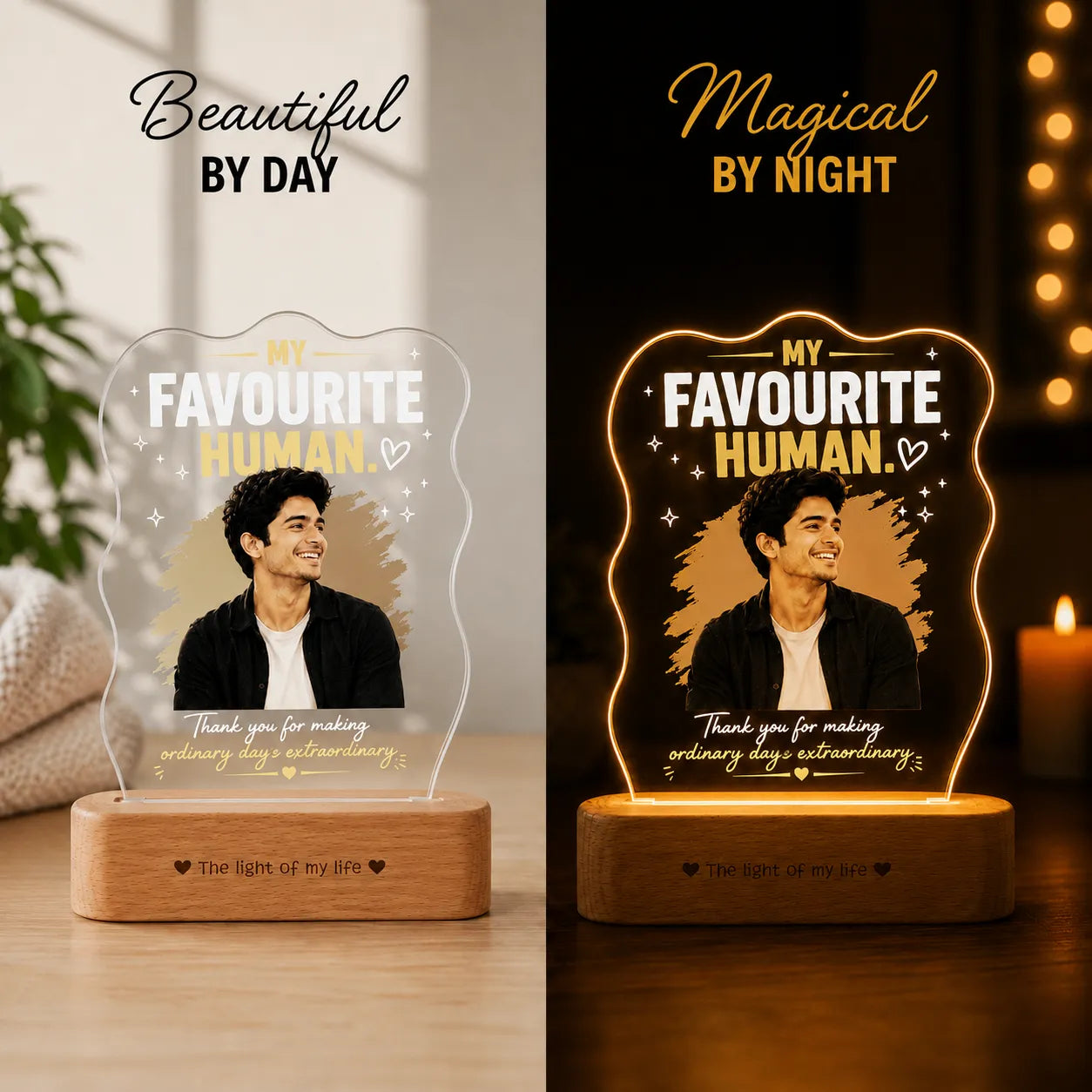 Personalized Boyfriend Photo Lamp | Romantic Gift for Boyfriend, Husband & Gift for Him | UV Printed Acrylic LED Lamp