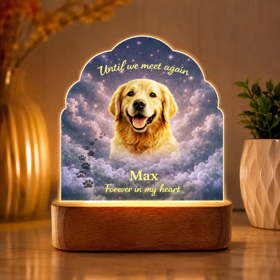 Pet Memorial Gift Lamp, Personalized Dog Memorial Lamp with Photo & Name, Pet Loss Gift, Sympathy Gift for Loss of Dog, Pet Remembrance Keepsake Light