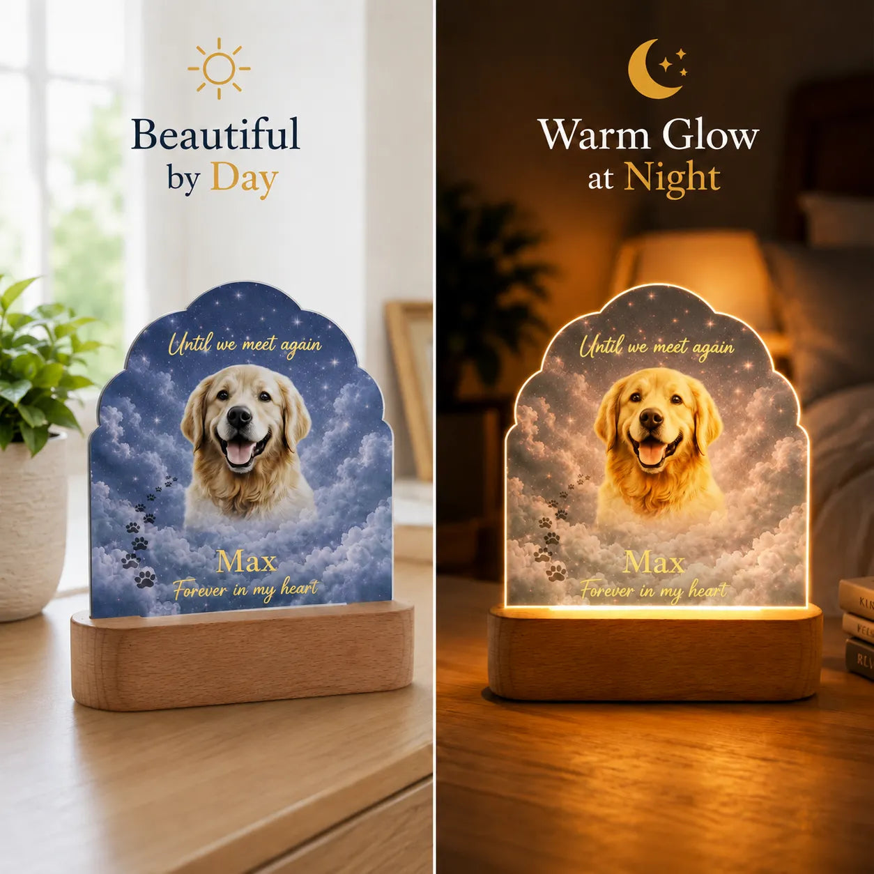 Pet Memorial Gift Lamp, Personalized Dog Memorial Lamp with Photo & Name, Pet Loss Gift, Sympathy Gift for Loss of Dog, Pet Remembrance Keepsake Light