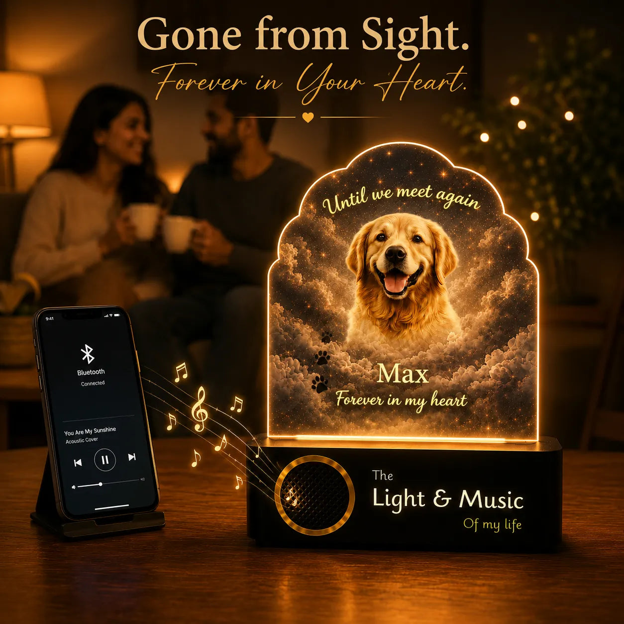 Pet Memorial Gift Lamp, Personalized Dog Memorial Lamp with Photo & Name, Pet Loss Gift, Sympathy Gift for Loss of Dog, Pet Remembrance Keepsake Light
