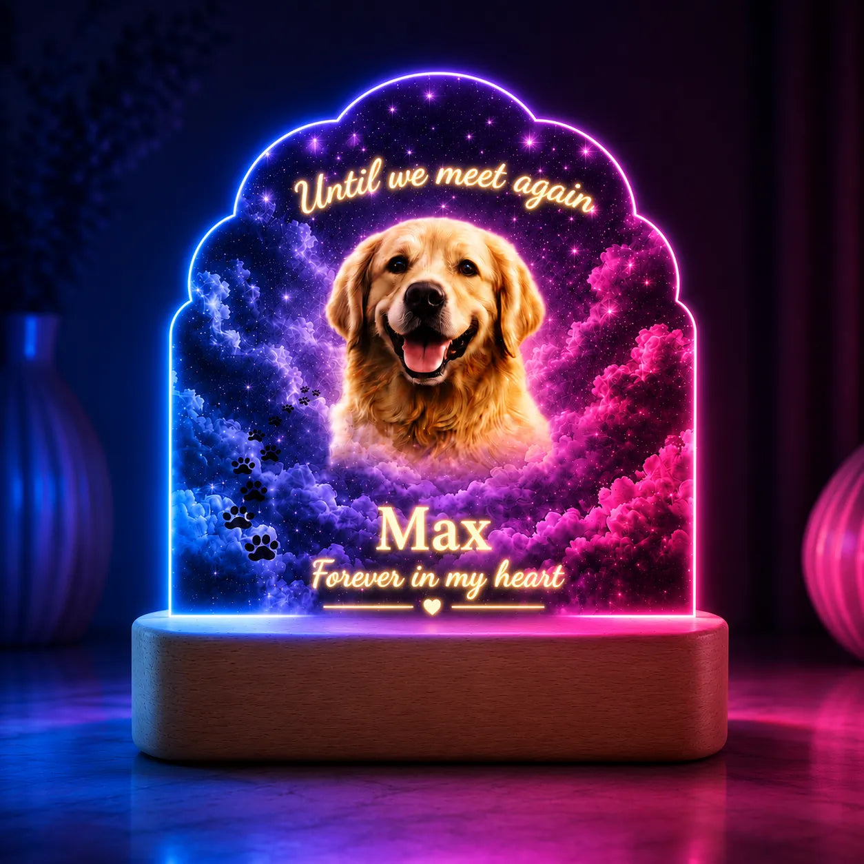 Pet Memorial Gift Lamp, Personalized Dog Memorial Lamp with Photo & Name, Pet Loss Gift, Sympathy Gift for Loss of Dog, Pet Remembrance Keepsake Light