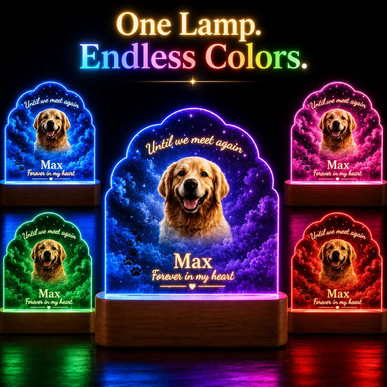 Pet Memorial Gift Lamp, Personalized Dog Memorial Lamp with Photo & Name, Pet Loss Gift, Sympathy Gift for Loss of Dog, Pet Remembrance Keepsake Light