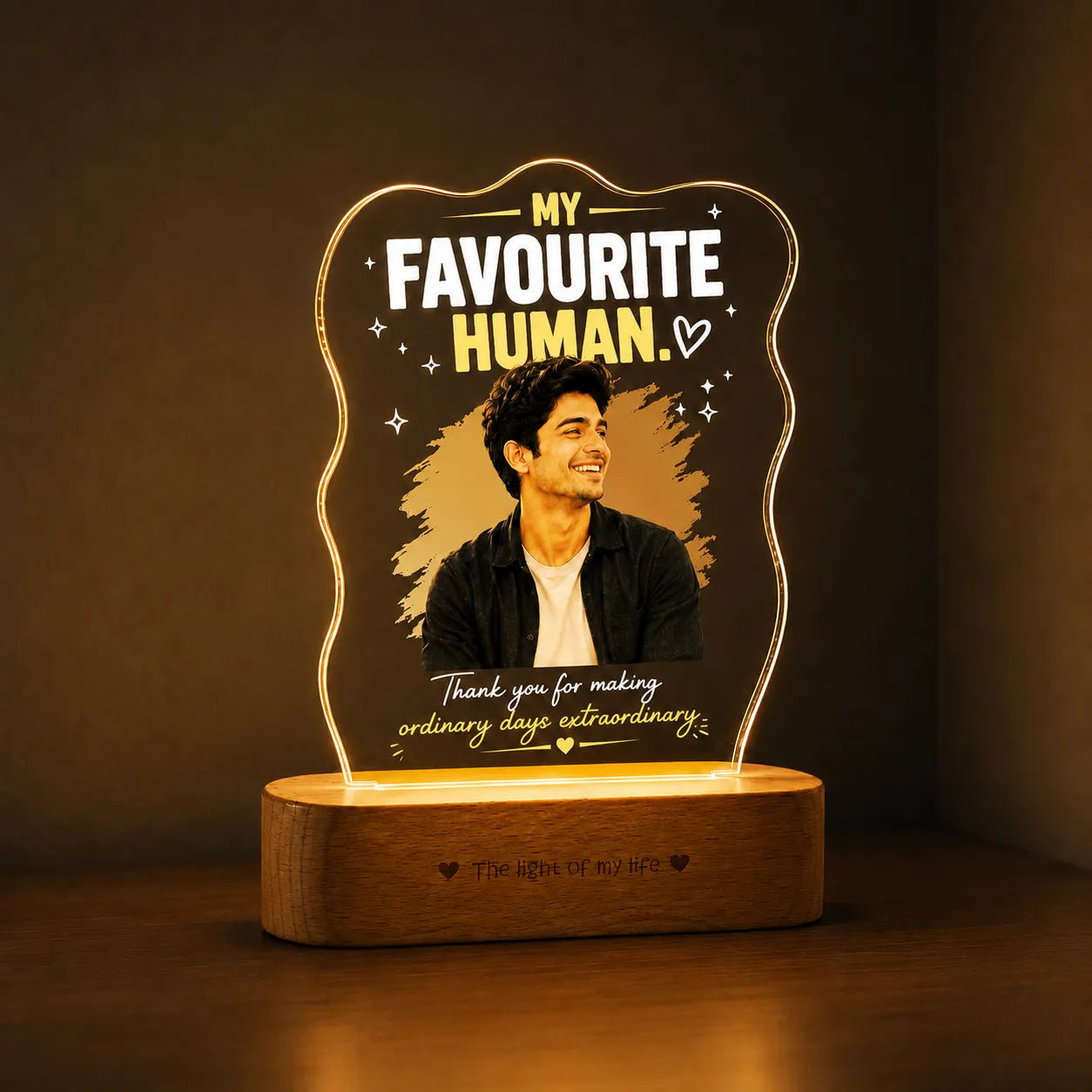 Personalized Boyfriend Photo Lamp | Romantic Gift for Boyfriend, Husband & Gift for Him | UV Printed Acrylic LED Lamp