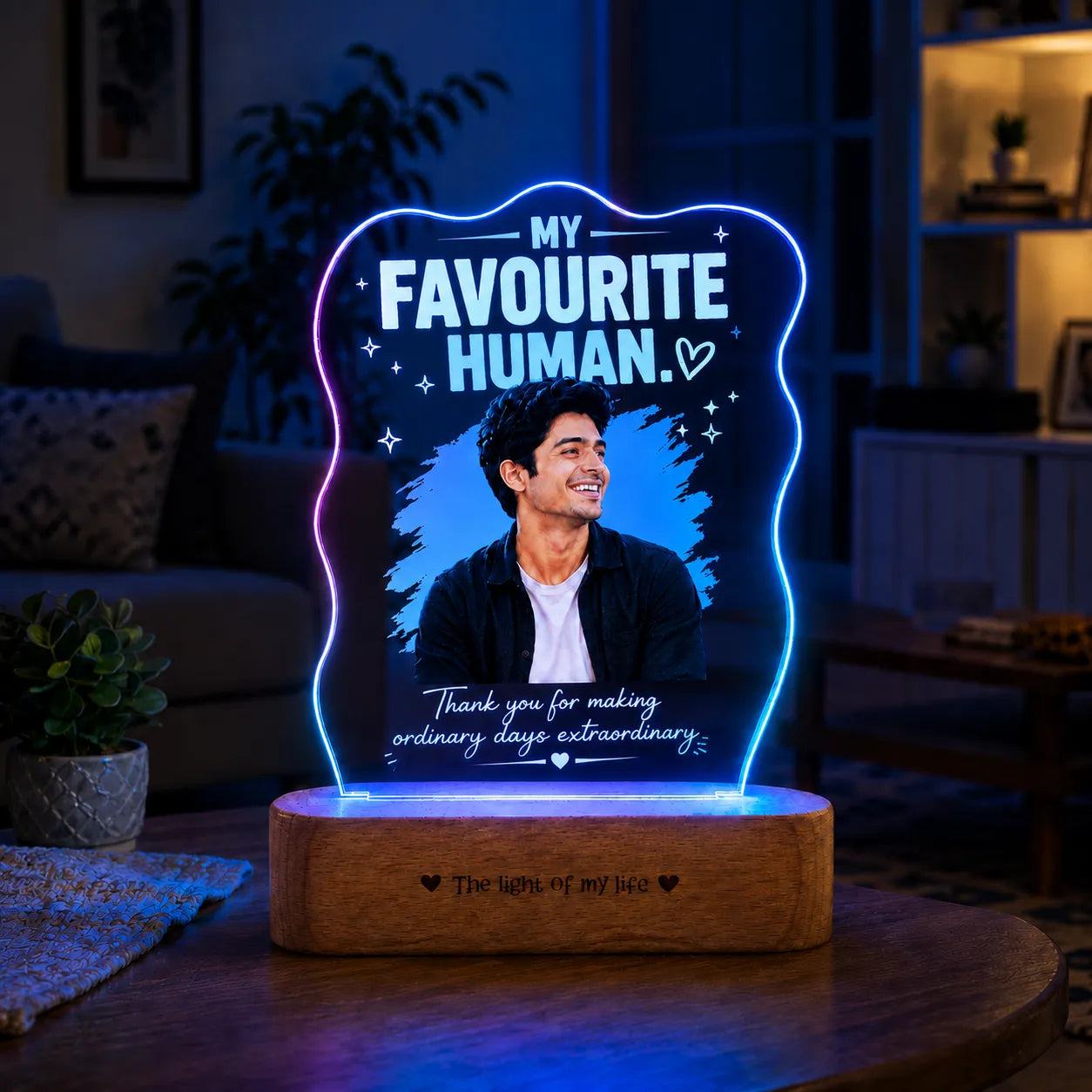 Personalized Boyfriend Photo Lamp | Romantic Gift for Boyfriend, Husband & Gift for Him | UV Printed Acrylic LED Lamp